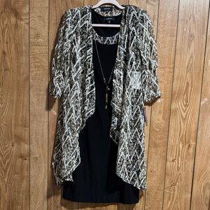 R&M Richards Black and Cream Midi Dress